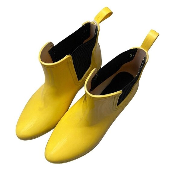 Seven 7 Yellow Waterproof Rubber Designer Ankle Rain Boots Womens 10 US - Picture 4 of 6